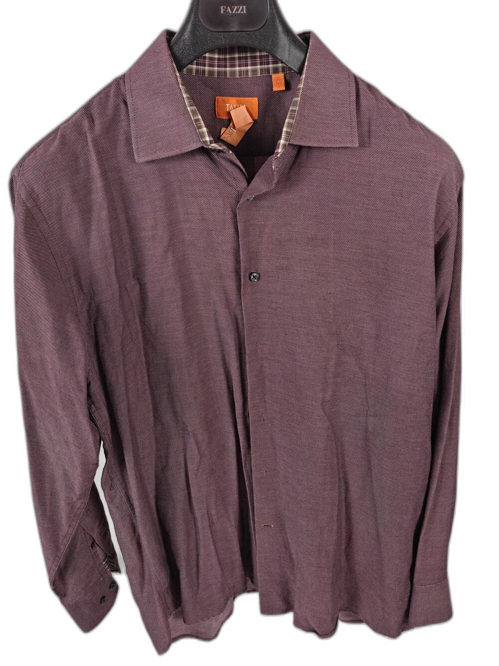 Men’s Tallia Dress Shirt Burgundy XL 17.5 Long Sleeve Cotton